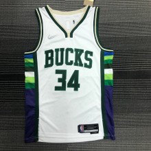 NBA Men 75th Anniversary Season 2022 Milwaukee Bucks White #34 ANTETOKOUNMPO Jersey High Quality Name and Number Print