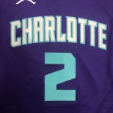 NBA Men New Season Charlotte Hornets #2 BALL Purple Jersey High Quality Name and Number Print