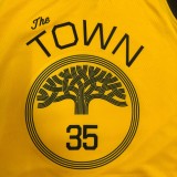 NBA Men Season 2018 Rewarding Version Golden State Warriors Yellow #35 Durant Jersey High Quality Name and Number Print