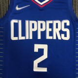 NBA Men 75th Anniversary Los Angeles Clippers Blue #2 LEONARD Jersey High Quality Name and Number Print