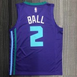 NBA Men New Season Charlotte Hornets #2 BALL Purple Jersey High Quality Name and Number Print