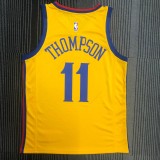 NBA Men Season 2018 Dragon Version Golden State Warriors Yellow #11 THOMPSON Jersey High Quality Name and Number Print