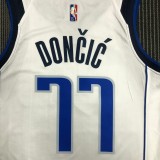 NBA Men 75th Anniversary Dallas Mavericks White #77 DONCIC Jersey High Quality Name and Number Print