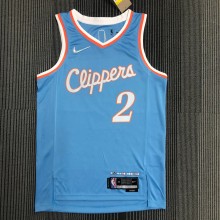NBA Men Season 2022 Los Angeles Clippers Light Blue #2 LEONARD Jersey High Quality Name and Number Print