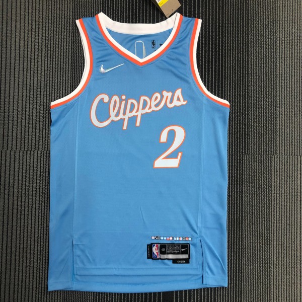 NBA Men Season 2022 Los Angeles Clippers Light Blue #2 LEONARD Jersey High Quality Name and Number Print