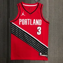 NBA Portland Trail Blazers with Jordan Logo Red #3 McCOLLUM Jersey High Quality Name and Number Print