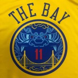 NBA Men Season 2018 Dragon Version Golden State Warriors Yellow #11 THOMPSON Jersey High Quality Name and Number Print