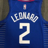 NBA Men 75th Anniversary Los Angeles Clippers Blue #2 LEONARD Jersey High Quality Name and Number Print