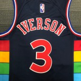 NBA Men 75th Anniversary Season 2022 Philadelphia 76ers Dark Blue #3 IVERSON Jersey High Quality Name and Number Print