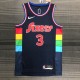 NBA Men 75th Anniversary Season 2022 Philadelphia 76ers Dark Blue #3 IVERSON Jersey High Quality Name and Number Print