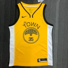 NBA Men Season 2018 Rewarding Version Golden State Warriors Yellow #35 Durant Jersey High Quality Name and Number Print