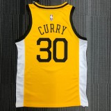 NBA Men Season 2018 Rewarding Version Golden State Warriors Yellow #30 CURRY Jersey High Quality Name and Number Print