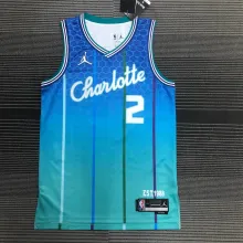 NBA Men 75th Anniversary Season 2022 Charlotte Hornets #2 BALL Blue Jersey High Quality Name and Number Print