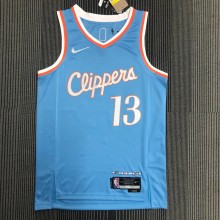 NBA Men Season 2022 Los Angeles Clippers Light Blue #13 George Jersey High Quality Name and Number Print