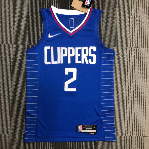 NBA Men 75th Anniversary Los Angeles Clippers Blue #2 LEONARD Jersey High Quality Name and Number Print