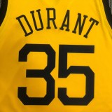 NBA Men Season 2018 Rewarding Version Golden State Warriors Yellow #35 Durant Jersey High Quality Name and Number Print