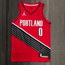 NBA Portland Trail Blazers with Jordan Logo Red #0 LILLARD Jersey High Quality Name and Number Print
