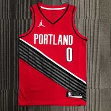 NBA Portland Trail Blazers with Jordan Logo Red #0 LILLARD Jersey High Quality Name and Number Print