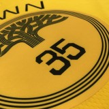 NBA Men Season 2018 Rewarding Version Golden State Warriors Yellow #35 Durant Jersey High Quality Name and Number Print