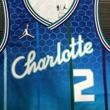 NBA Men 75th Anniversary Season 2022 Charlotte Hornets #2 BALL Blue Jersey High Quality Name and Number Print