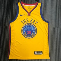 NBA Men Season 2018 Dragon Version Golden State Warriors Yellow #35 DURANT Jersey High Quality Name and Number Print