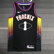 NBA Men Season 2022 Phoenix Suns Black #1 BOOKER Jersey High Quality Name and Number Print