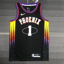 NBA Men Season 2022 Phoenix Suns Black #1 BOOKER Jersey High Quality Name and Number Print
