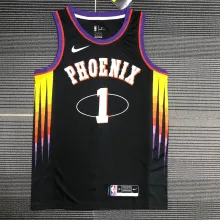 NBA Men Season 2022 Phoenix Suns Black #1 BOOKER Jersey High Quality Name and Number Print