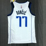 NBA Men 75th Anniversary Dallas Mavericks White #77 DONCIC Jersey High Quality Name and Number Print