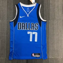 NBA Men 75th Anniversary Dallas Mavericks Blue #77 DONCIC Jersey High Quality Name and Number Print