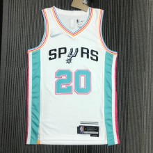 NBA Men 75th Anniversary Season 2022 San Antonio Spurs White #20 GINOBILI Jersey High Quality Name and Number Print