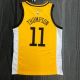 NBA Men Season 2018 Rewarding Version Golden State Warriors Yellow #11 THOMPSON Jersey High Quality Name and Number Print