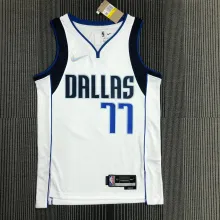 NBA Men 75th Anniversary Dallas Mavericks White #77 DONCIC Jersey High Quality Name and Number Print
