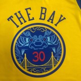NBA Men Season 2018 Dragon Version Golden State Warriors Yellow #30 CURRY Jersey High Quality Name and Number Print