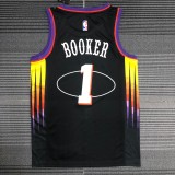 NBA Men Season 2022 Phoenix Suns Black #1 BOOKER Jersey High Quality Name and Number Print
