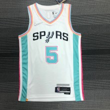 NBA Men 75th Anniversary Season 2022 San Antonio Spurs White #5 MURRAY Jersey High Quality Name and Number Print