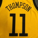 NBA Men Season 2018 Rewarding Version Golden State Warriors Yellow #11 THOMPSON Jersey High Quality Name and Number Print