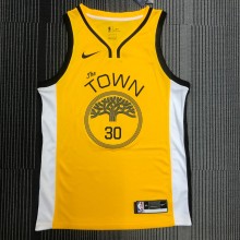 NBA Men Season 2018 Rewarding Version Golden State Warriors Yellow #30 CURRY Jersey High Quality Name and Number Print