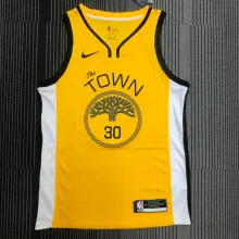 NBA Men Season 2018 Rewarding Version Golden State Warriors Yellow #30 CURRY Jersey High Quality Name and Number Print