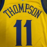 NBA Men Season 2018 Dragon Version Golden State Warriors Yellow #11 THOMPSON Jersey High Quality Name and Number Print