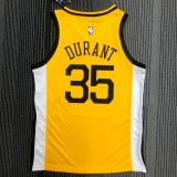 NBA Men Season 2018 Rewarding Version Golden State Warriors Yellow #35 Durant Jersey High Quality Name and Number Print