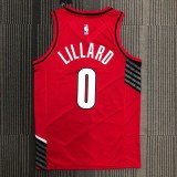 NBA Portland Trail Blazers with Jordan Logo Red #0 LILLARD Jersey High Quality Name and Number Print