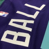 NBA Men New Season Charlotte Hornets #2 BALL Purple Jersey High Quality Name and Number Print