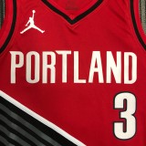NBA Portland Trail Blazers with Jordan Logo Red #3 McCOLLUM Jersey High Quality Name and Number Print