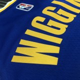 NBA Men 75th Anniversary Golden State Warriors Blue V-neck #22 WIGGINS Jersey High Quality Name and Number Print