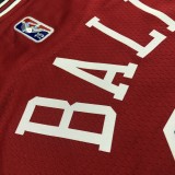 NBA Men 75th Anniversary Chicago Bulls Red #2 BALL Jersey High Quality Name and Number Print