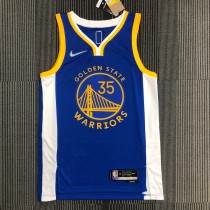 NBA Men 75th Anniversary Golden State Warriors Blue V-neck #35 DURANT Jersey High Quality Name and Number Print