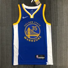 NBA Men 75th Anniversary Golden State Warriors Blue V-neck #35 DURANT Jersey High Quality Name and Number Print