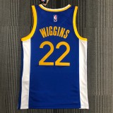 NBA Men 75th Anniversary Golden State Warriors Blue V-neck #22 WIGGINS Jersey High Quality Name and Number Print