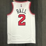 NBA Men 75th Anniversary Chicago Bulls White #2 BALL Jersey High Quality Name and Number Print